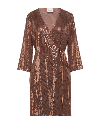 Shop Dixie Woman Mini Dress Cocoa Size S Polyamide, Metal In Brown