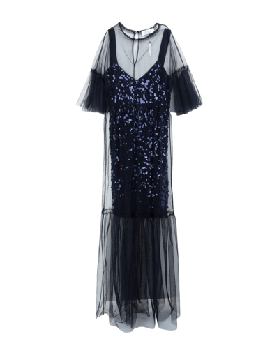 Shop Anna Molinari Blumarine Woman Long Dress Midnight Blue Size 6 Polyester, Polyamide