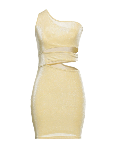 Shop Face To Face Style Woman Mini Dress Yellow Size 8 Polyester, Metallic Fiber