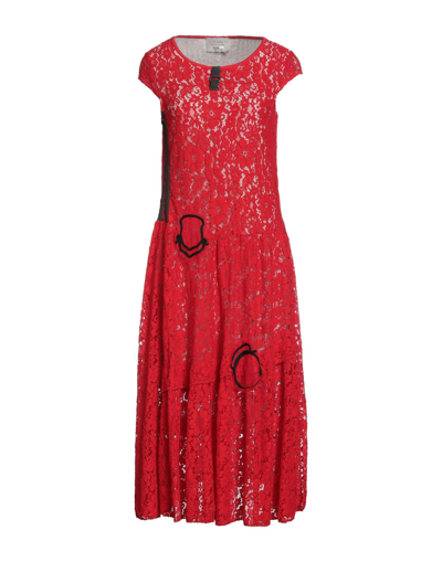 Shop Elisa Cavaletti By Daniela Dallavalle Woman Midi Dress Red Size 6 Viscose, Cotton, Nylon