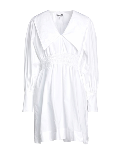 Shop Ganni Woman Mini Dress White Size 8/10 Cotton