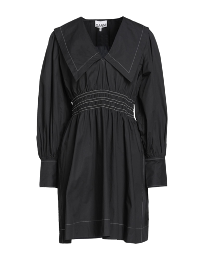Shop Ganni Woman Mini Dress Black Size 10/12 Cotton