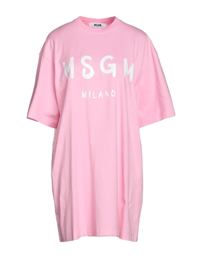 Shop Msgm Woman Short Dress Pink Size Xs Cotton