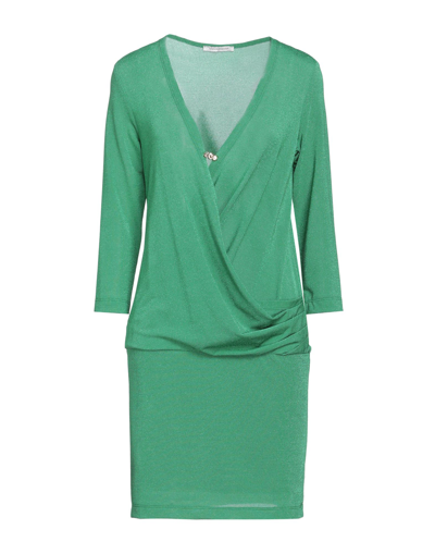 Shop Biancoghiaccio Woman Mini Dress Green Size L Polyester, Polyamide, Elastane
