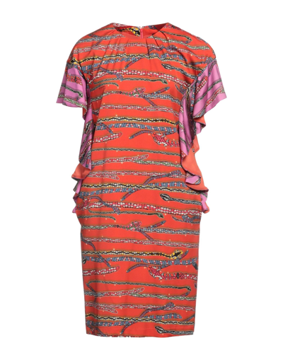 Shop Cavalli Class Woman Midi Dress Rust Size 10 Wool, Polyamide, Elastane In Red