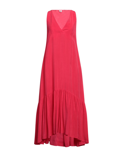 Shop European Culture Woman Maxi Dress Fuchsia Size M Cupro In Pink