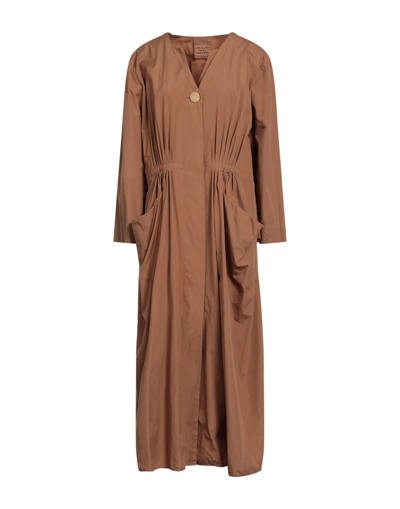 Shop Alessia Santi Woman Midi Dress Camel Size 6 Cotton In Beige