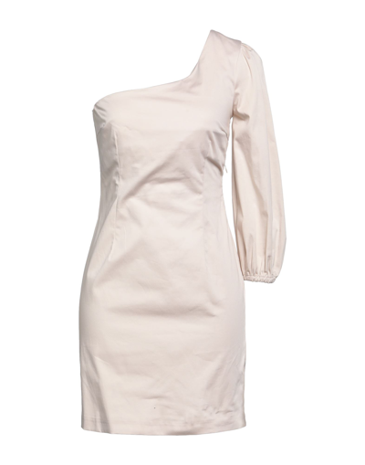 Shop Soallure Woman Mini Dress Beige Size 8 Cotton, Elastane
