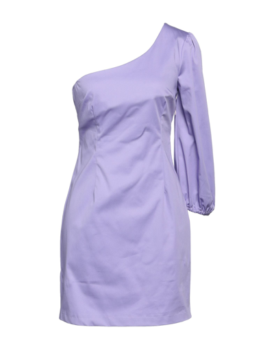 Shop Soallure Woman Mini Dress Lilac Size 6 Cotton, Elastane In Purple