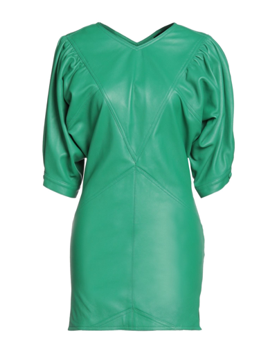 Shop Isabel Marant Woman Mini Dress Green Size 4 Lambskin