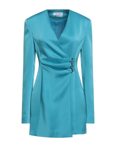 Shop Attico The  Woman Mini Dress Azure Size 6 Polyester In Blue