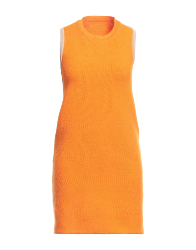 Shop Jacquemus Woman Mini Dress Orange Size 6 Polyamide, Organic Cotton, Elastane