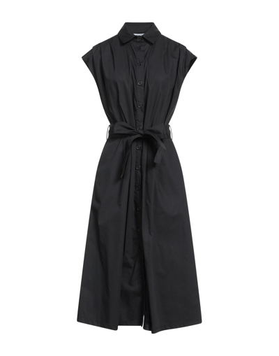Shop Liu •jo Woman Midi Dress Black Size 8 Cotton