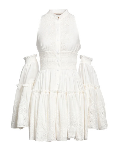 Shop Roberto Cavalli Woman Mini Dress White Size 4 Cotton