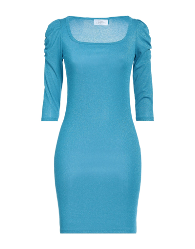 Shop Soallure Woman Mini Dress Azure Size M Viscose, Polyester, Polyamide, Elastane In Blue