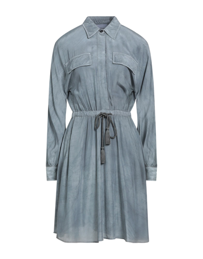 Shop Dondup Woman Mini Dress Slate Blue Size 8 Viscose, Modal, Silk