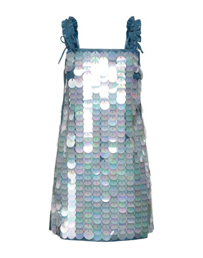 Shop Drome Woman Mini Dress Slate Blue Size M Lambskin
