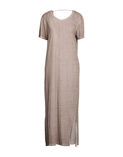 Shop Notshy Woman Long Dress Dove Grey Size S Linen