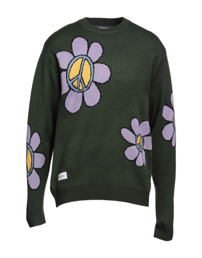 Shop Butter Goods Flowers Knit Sweater Man Sweater Dark Green Size M Acrylic