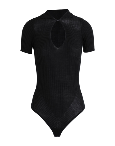 Wolford Ribbed Cutout Merino Wool Bodysuit In Black
