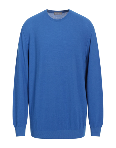 Shop Andrea Fenzi Man Sweater Azure Size 50 Merino Wool In Blue