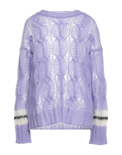 Palm Angels Woman Sweater Lilac Size L Mohair Wool, Polyamide, Wool In Purple
