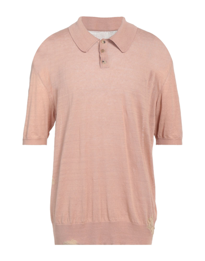 Shop Maison Margiela Man Sweater Blush Size L Linen, Alpaca Wool, Wool, Polyester In Pink