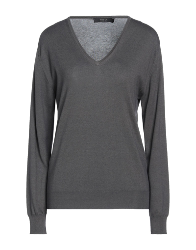 Shop Vneck Woman Sweater Steel Grey Size 12 Silk, Cotton, Cashmere