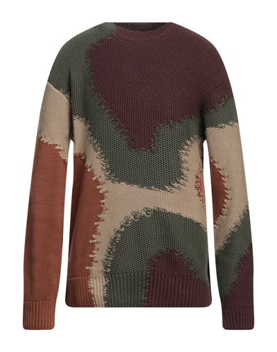 Dolce & Gabbana Multicolor Cotton Abstract Men Pullover Sweater In Brown