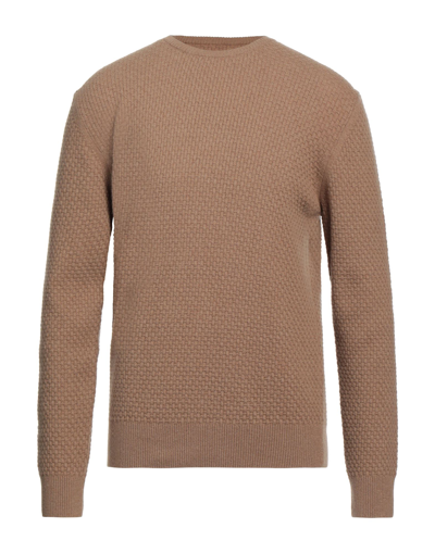 Shop Angelo Nardelli Man Sweater Camel Size 40 Wool, Polyamide In Beige