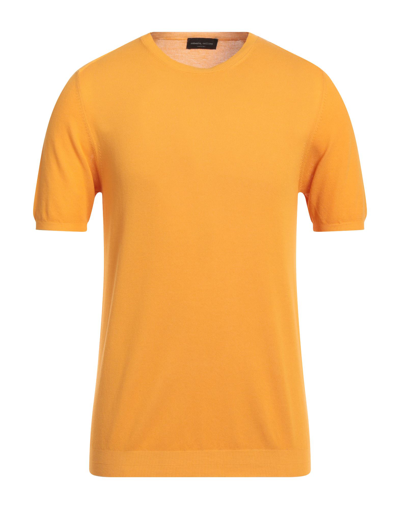 Shop Roberto Collina Man Sweater Apricot Size 36 Cotton In Orange