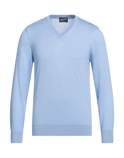 Shop Drumohr Man Sweater Sky Blue Size 40 Cashmere, Silk