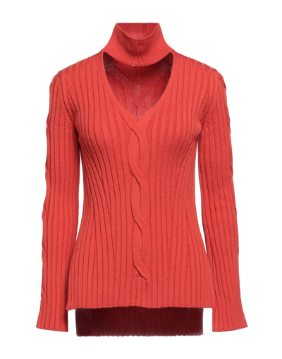 Shop Alexander Mcqueen Woman Turtleneck Orange Size L Wool, Polyester