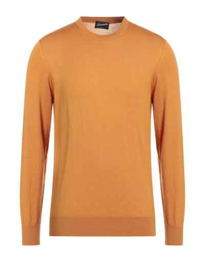 Shop Drumohr Man Sweater Ocher Size 40 Cashmere, Silk In Yellow