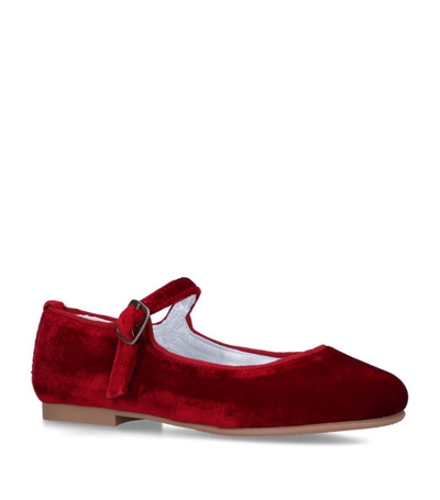 Shop Papouelli Velvet Avery Mary Janes In Red