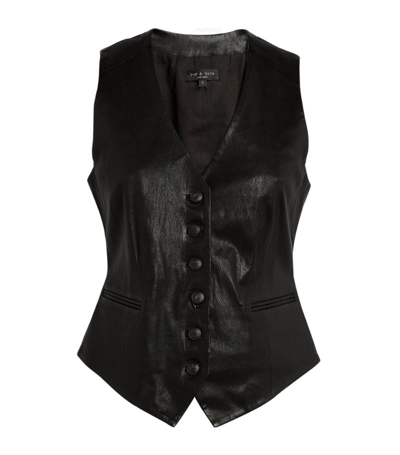 Shop Rag & Bone Leather Vanessa Waistcoat In Black
