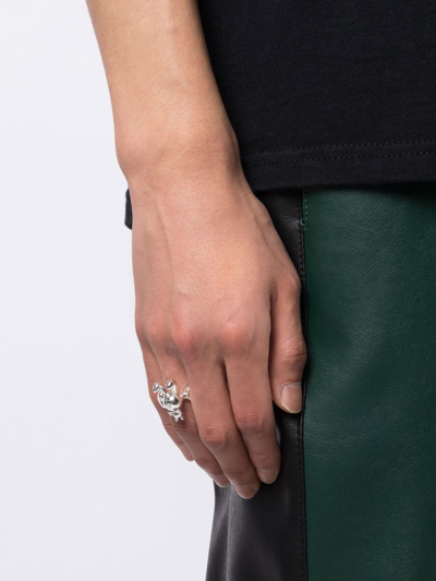 Shop Natasha Zinko Bunny-motif Ring In Silver