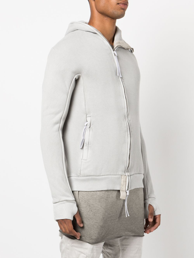 Shop Boris Bidjan Saberi Zip-up Cotton Hoodie In Grey