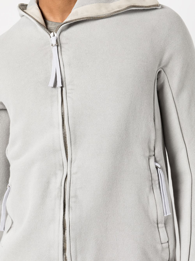 Shop Boris Bidjan Saberi Zip-up Cotton Hoodie In Grey