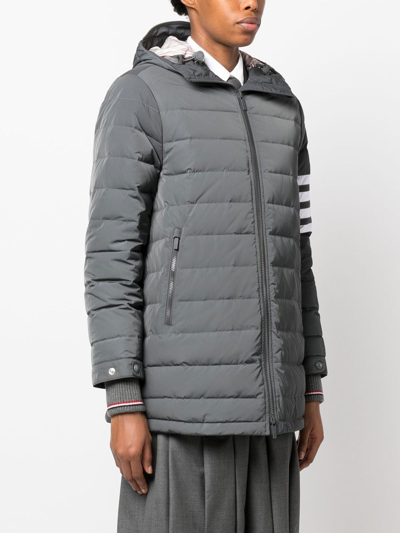 Thom Browne 4-bar Hooded Ski Jacket In Grey