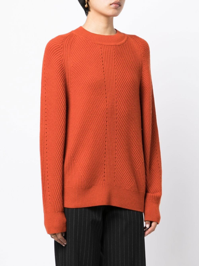 Shop Joseph Crew-neck Knitted Sweater In Orange