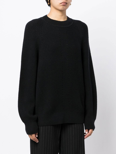 Joseph Crew-neck Knitted Sweater In Black