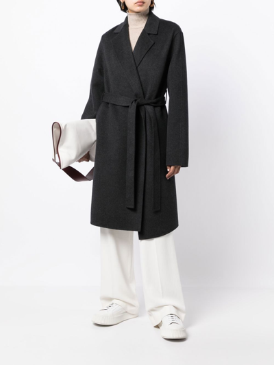 Joseph Notched-collar Tie-waist Coat In Grey