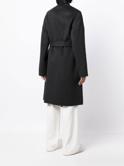 Joseph Notched-collar Tie-waist Coat In Grey