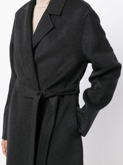 Joseph Notched-collar Tie-waist Coat In Grey