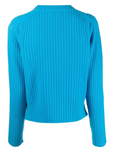Shop Laneus Ribbed-knit Jumper In 蓝色