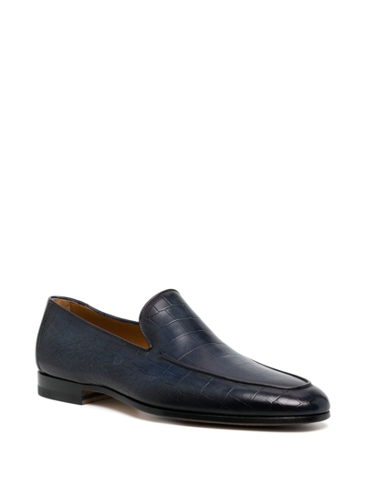 Shop Magnanni Leather Slip-on Loafers In Blue