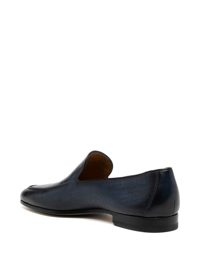 Shop Magnanni Leather Slip-on Loafers In Blue