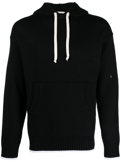 Shop Low Brand Drawstring Merino-wool Hoodie In Black