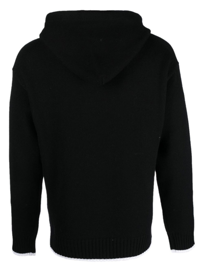 Shop Low Brand Drawstring Merino-wool Hoodie In Black